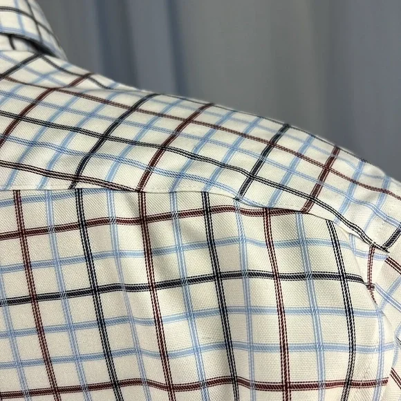 Lands End windowpane plaid tailored fit long sleeve collared button down 15.5 32 - Picture 4 of 8